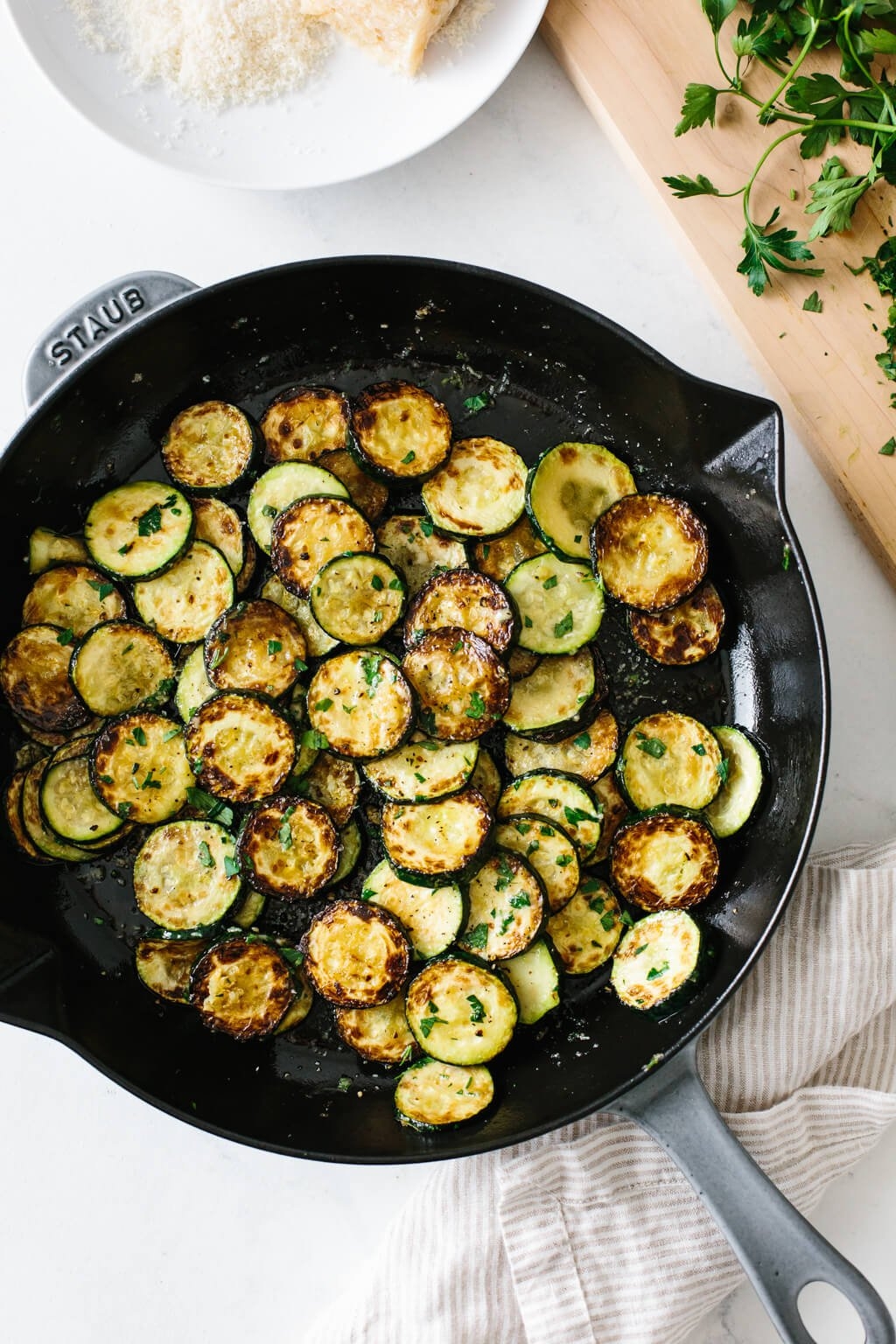 Parmesan Truffle Saut ed Zucchini Downshiftology