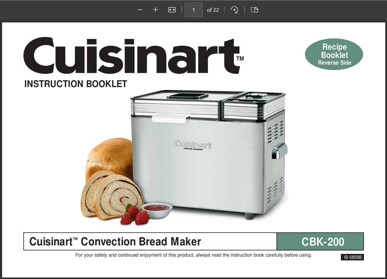 PDF Cuisinart CBK 200 Manual Recipe Booklet Compact Automatic Bread Maker PDF Etsy