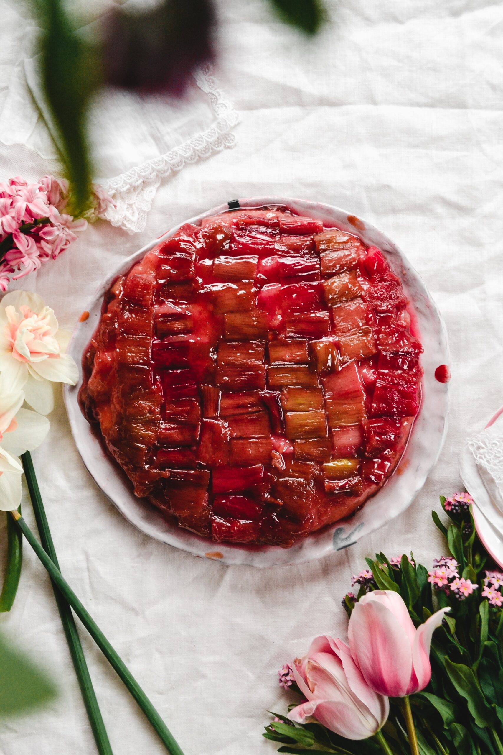Rhubarb Upside Down Yogurt Cake Emily Lawrence