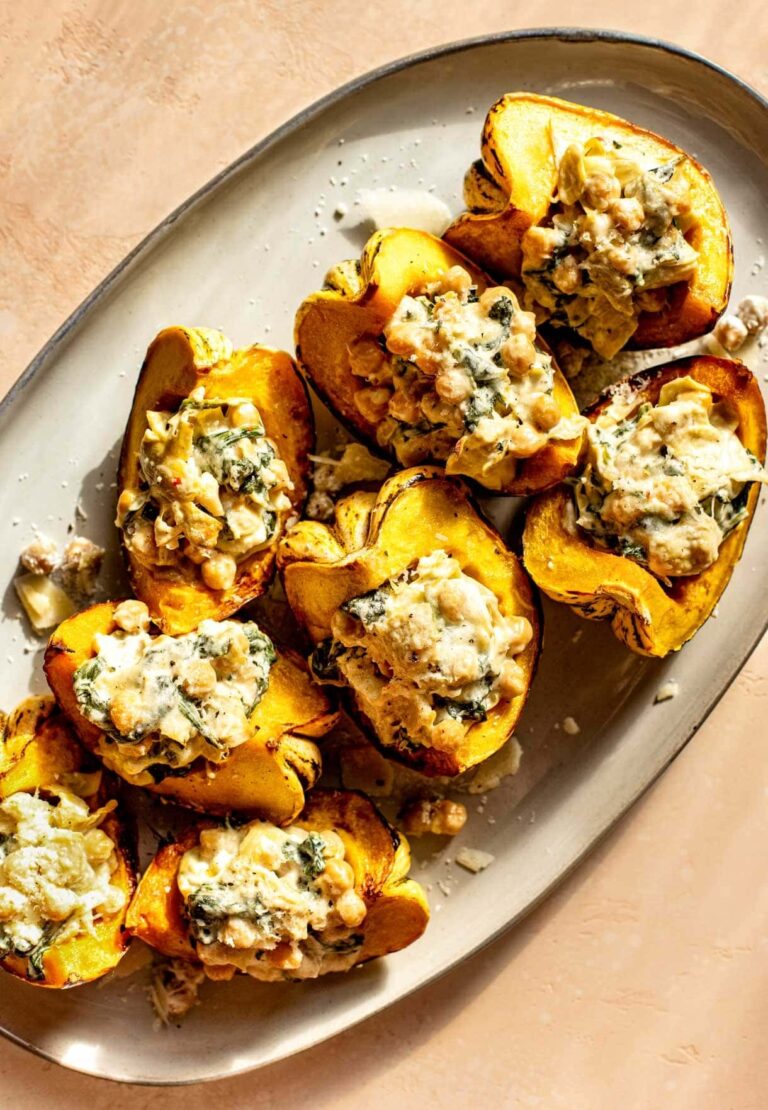 Roasted Carnival Squash With Savory Chickpea Filling