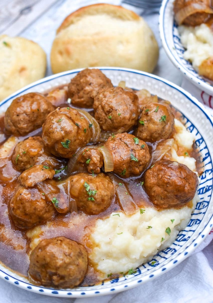 Salisbury Steak Meatballs Slow Cooker Recipe The Quicker Kitchen