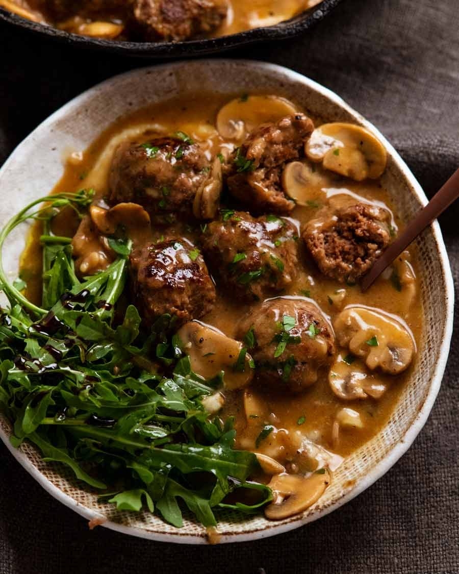 Salisbury Steak Meatballs With Mushroom Gravy RecipeTin Eats