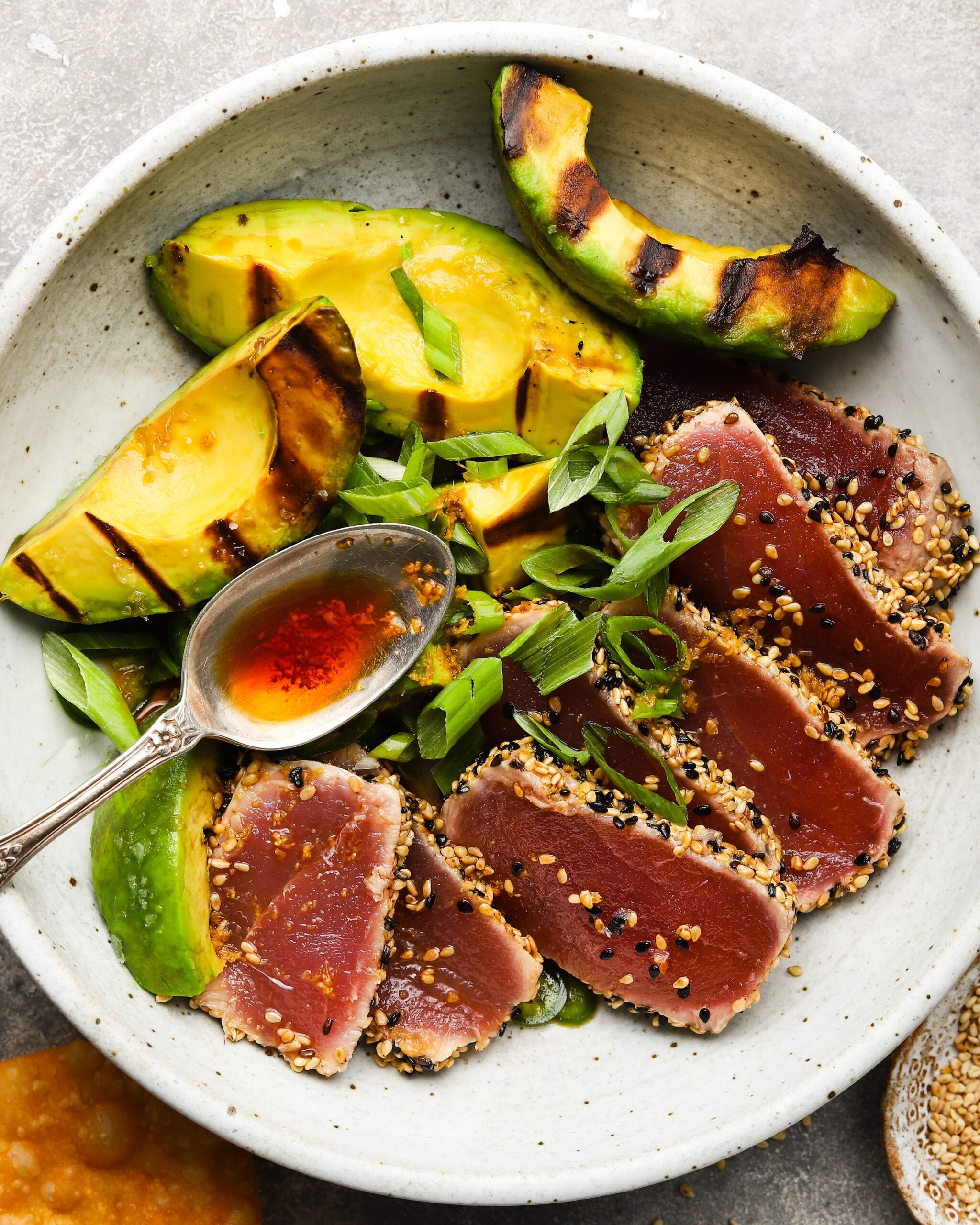 Sesame Seared Ahi Tuna With Grilled Avocados Lindsey Eats