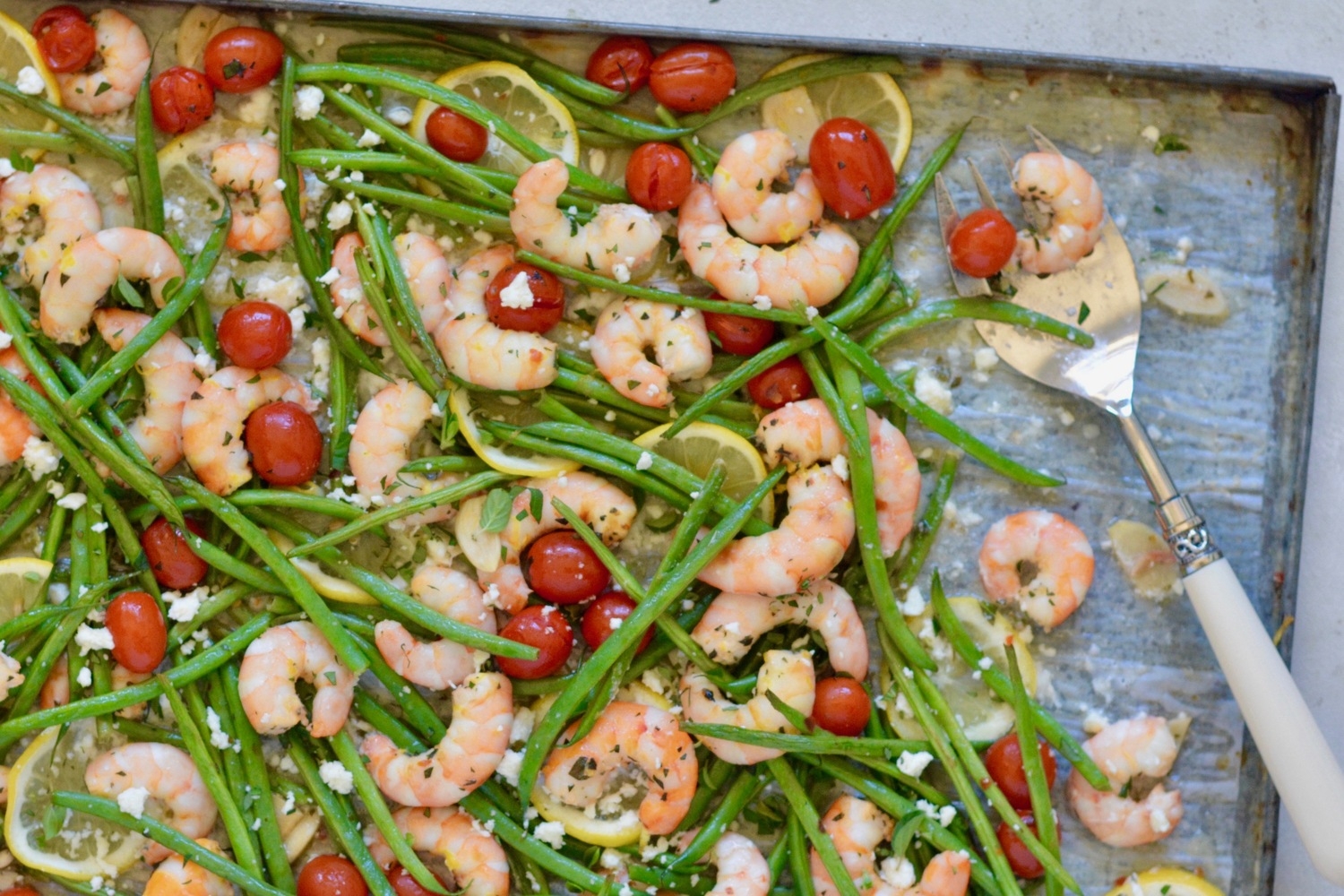 Sheet Pan Greek Style Shrimp And Green Beans