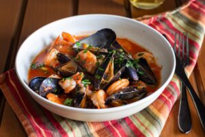 Shrimp And Mussels In Garlic Tomato Sauce Our Food Before Us