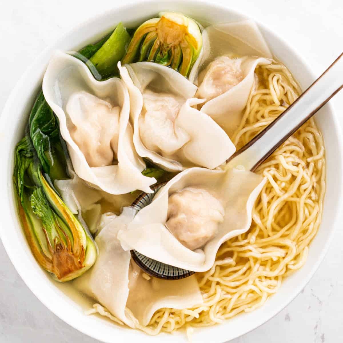 Shrimp And Pork Wonton Noodle Soup Savory Sweet Spoon