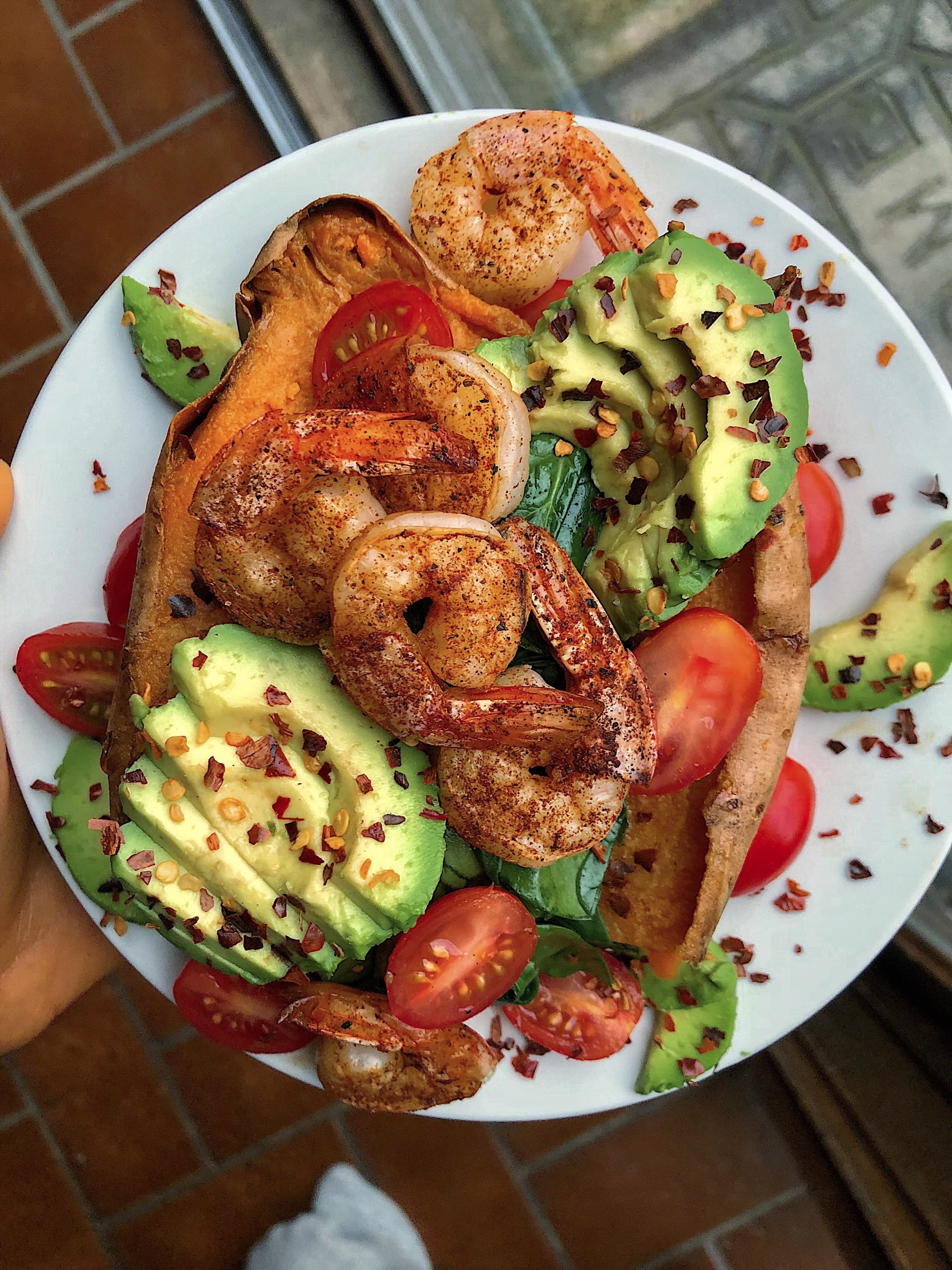 Shrimp Loaded Sweet Potato Choosing Balance