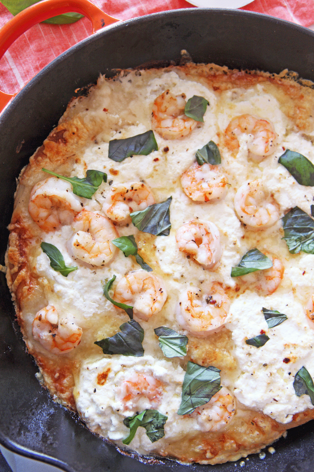 Shrimp Scampi Pizza In A Cast Iron Pan Chop Happy