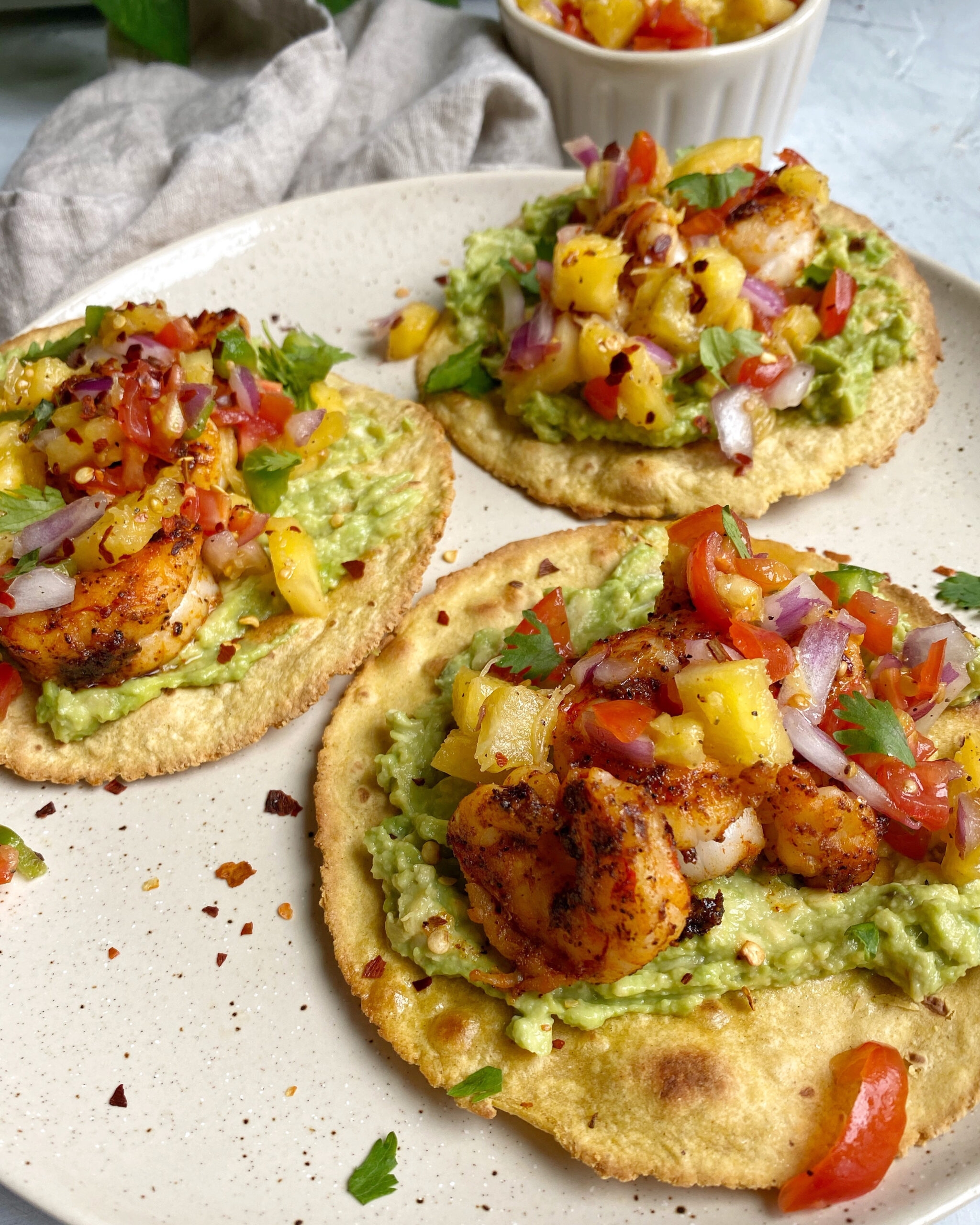 Shrimp Tostadas With Pineapple Salsa Onebalancedlife