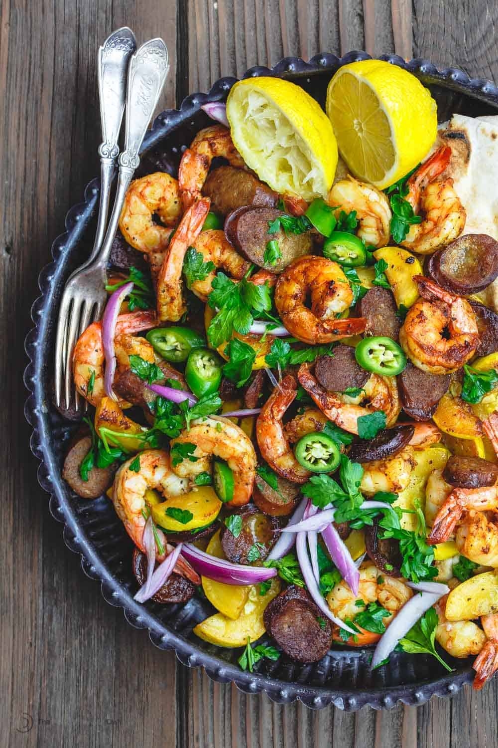 Skillet Shrimp Recipe With Chorizo And Summer Squash The Mediterranean Dish Skillet Shrimp Recipe With Chorizo And Summer Squash The Mediterranean Dish