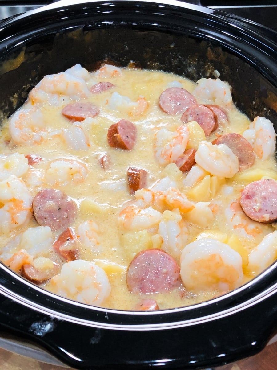 Slow Cooker Sausage And Potatoes With Shrimp One Happy Housewife Slow Cooker Sausage And Potatoes With Shrimp One Happy Housewife