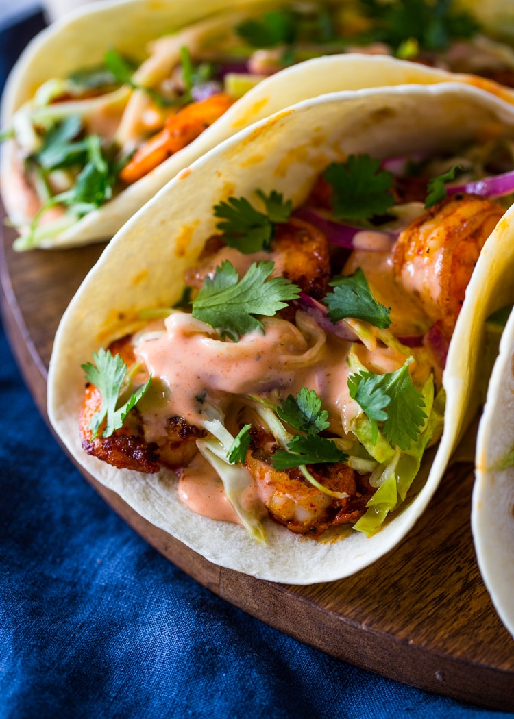 Spicy Shrimp Tacos With Creamy Sriracha Sauce Cilantro Lime Slaw Gimme Delicious Spicy Shrimp Tacos With Creamy Sriracha Sauce Cilantro Lime Slaw Gimme Delicious
