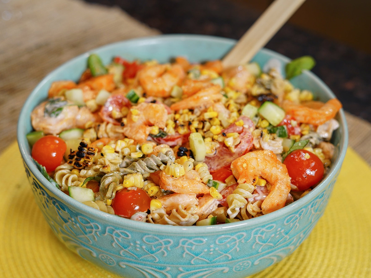 Summertime Shrimp And Vegetable Pasta Salad Seafood Nutrition
