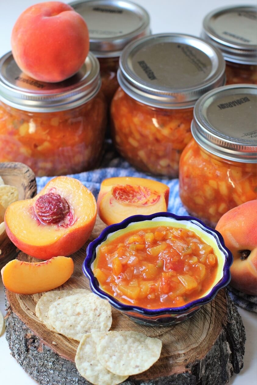 Sweet n Spicy Peach Salsa Canning Recipe Kitchen Frau