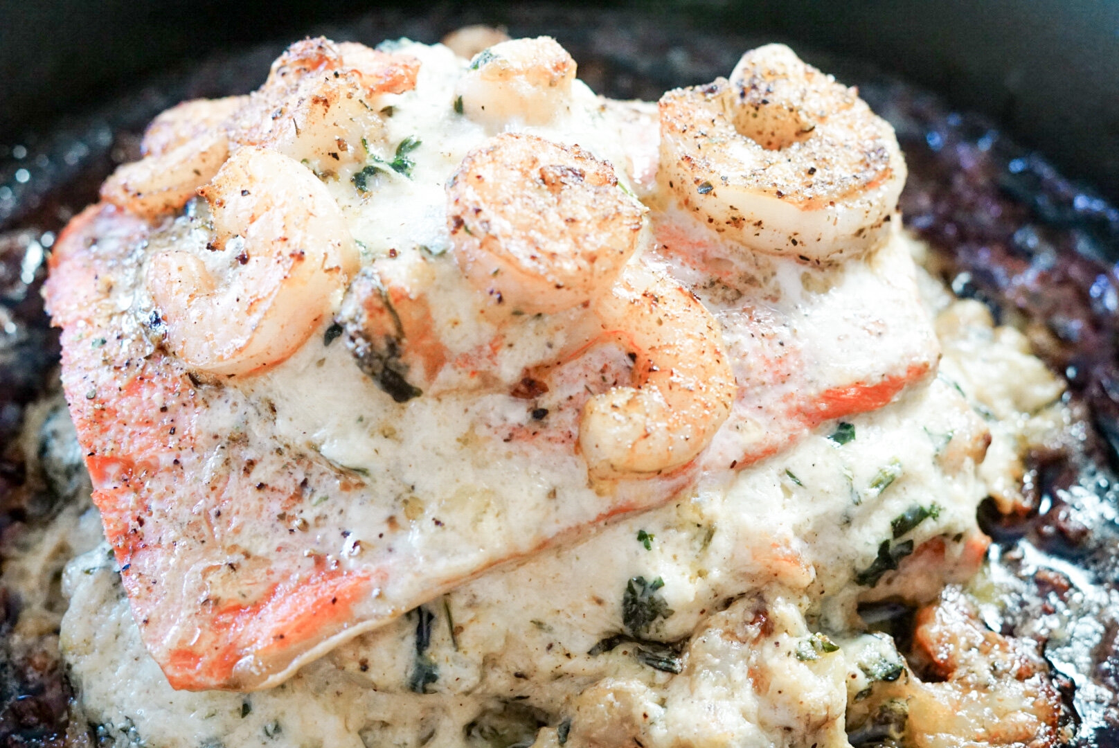 The Best Crab And Spinach Shrimp Stuffed Salmon You ll Ever Eat Our West Nest