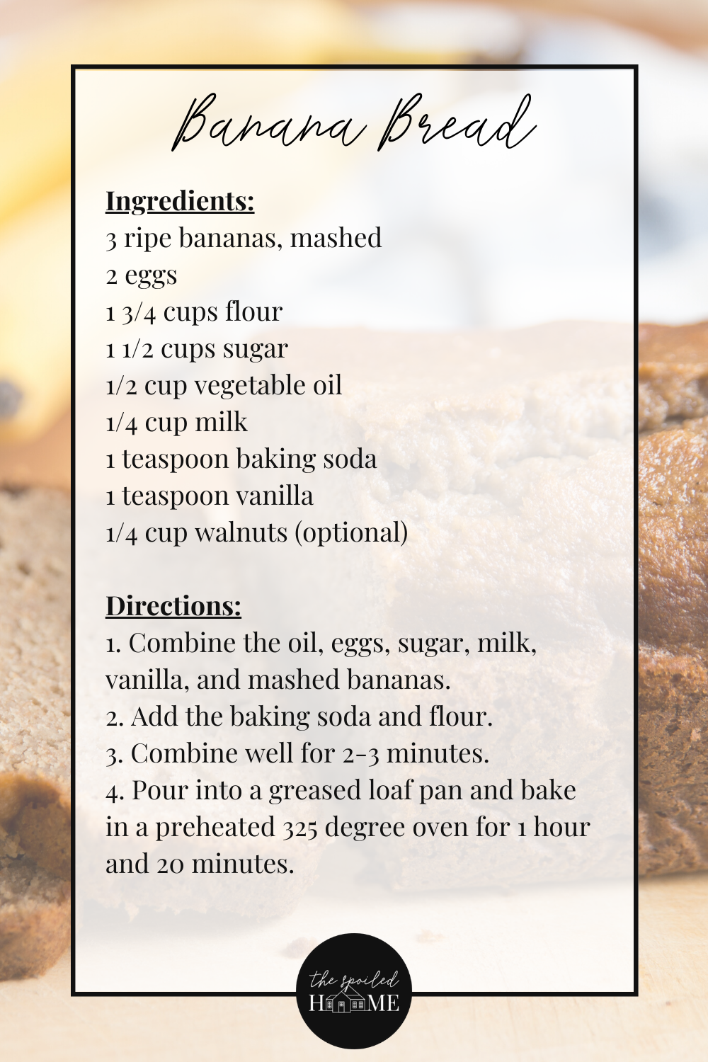 banana bread recipe with two bananas