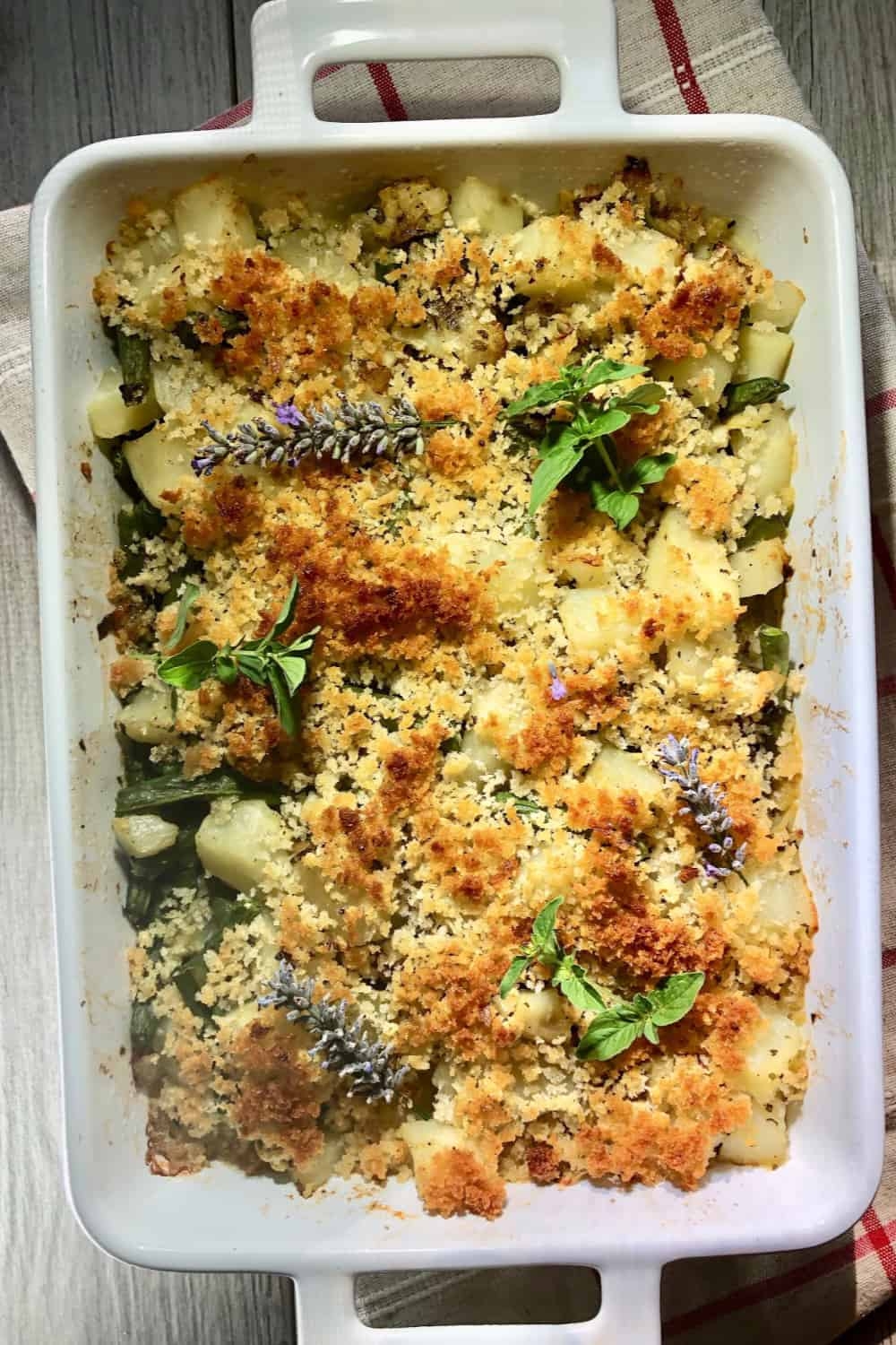 Vegan Casserole With Potatoes And Green Beans Pesto For Pennies