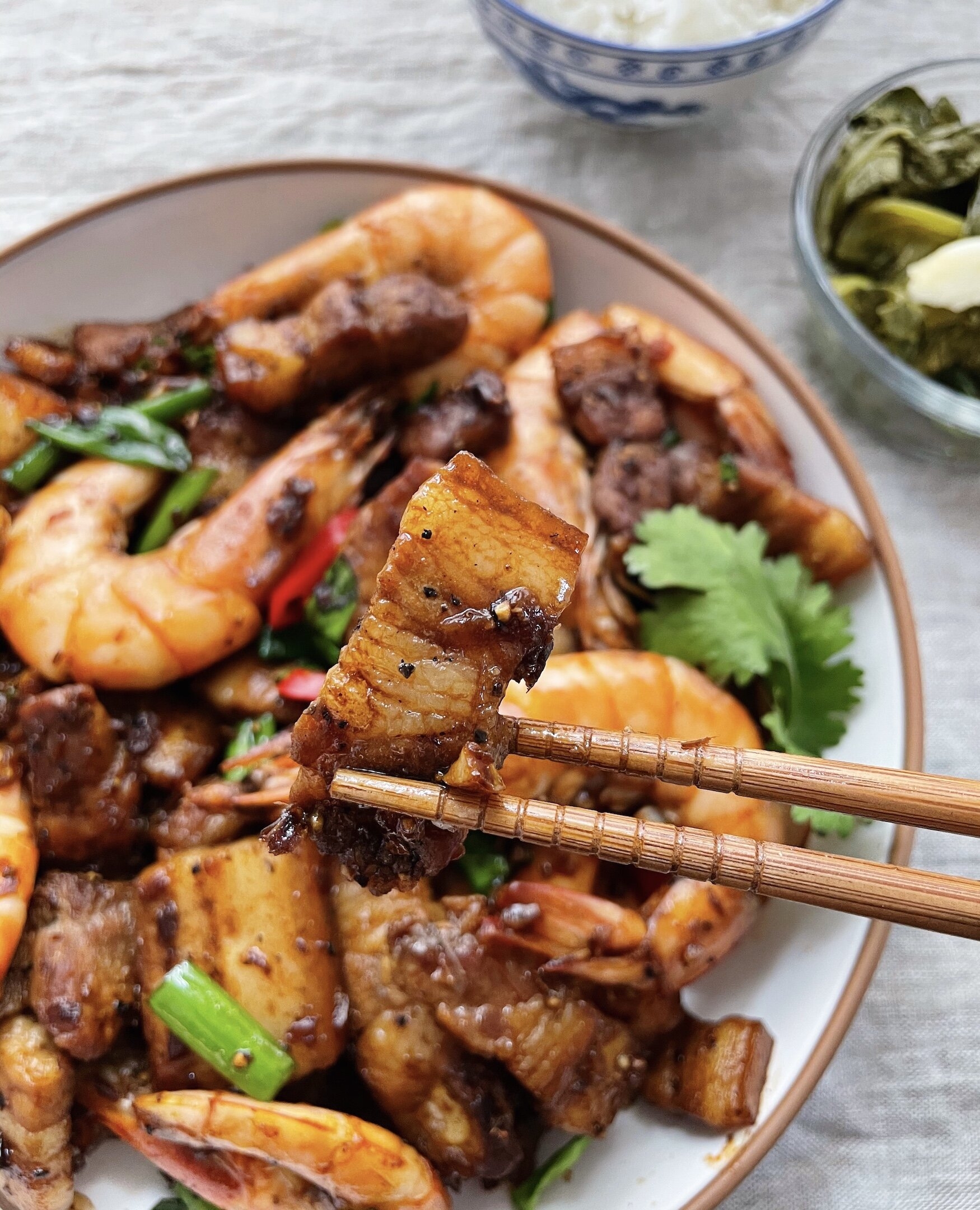 Vietnamese Carmelized Pork Belly Prawns Tom Ram Thit Ba Chi Recipe WHISKEY BOOCH