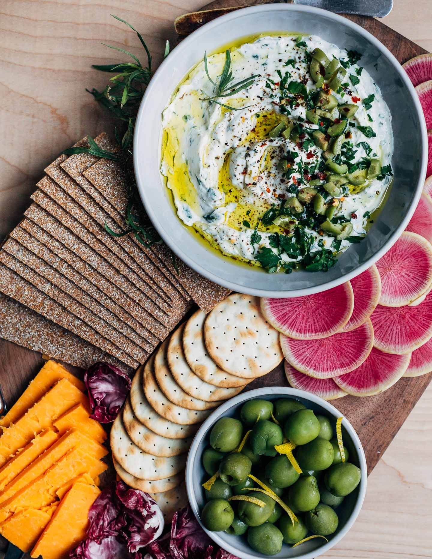 Whipped Goat Cheese Dip With Herbs And Olives Brooklyn Supper
